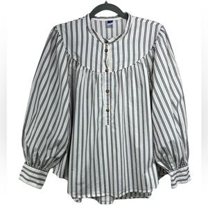 Old Navy Gray Stripe Popover Balloon Sleeve Top Womens XL
